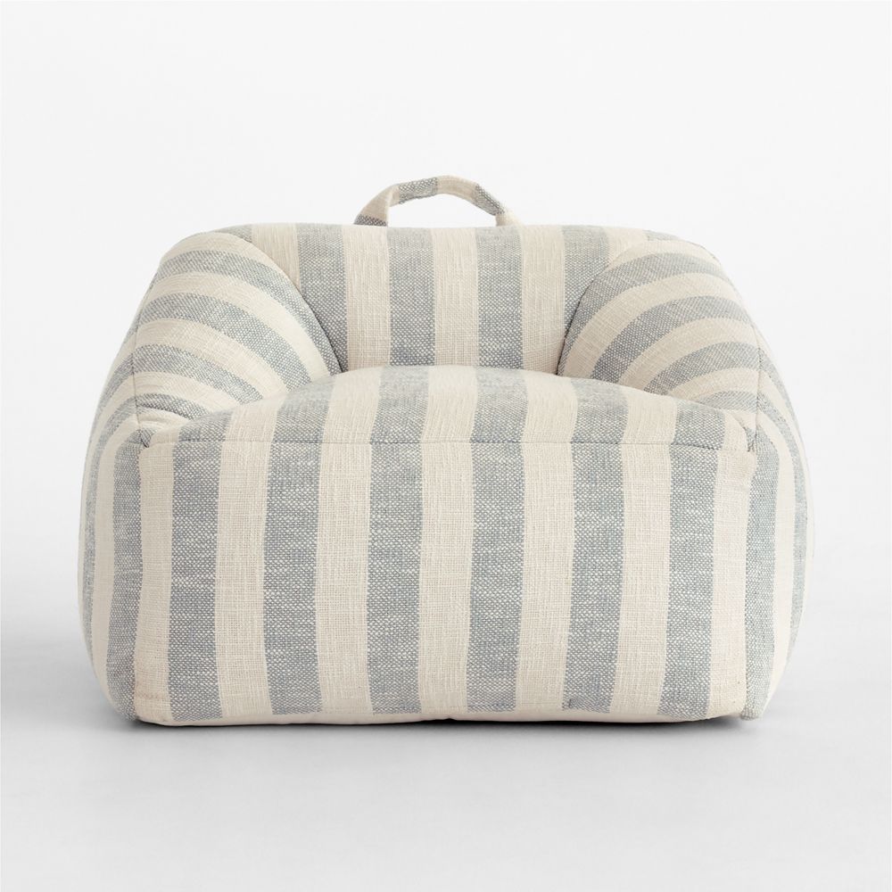 Charlie Mist Blue Striped Organic Cotton Kids Lounge Chair
