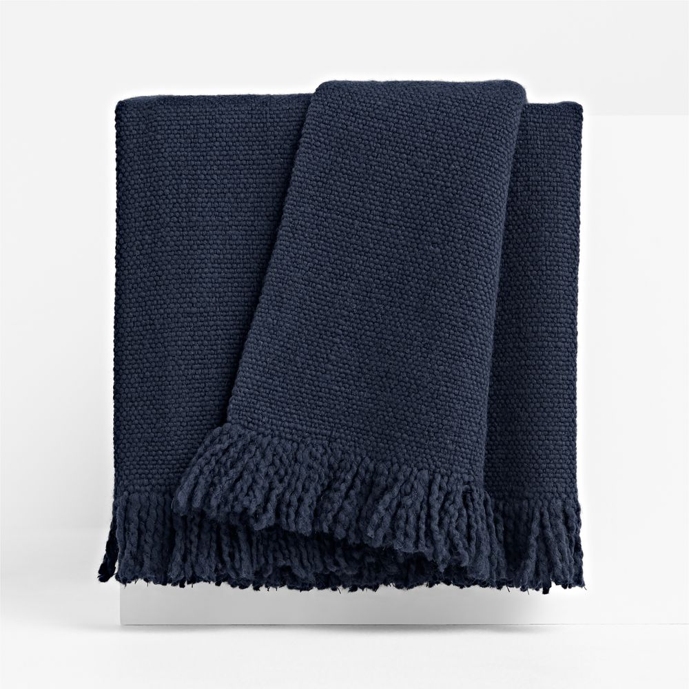 Heirloom 70"x55" Merino Wool Deep Indigo Throw Blanket