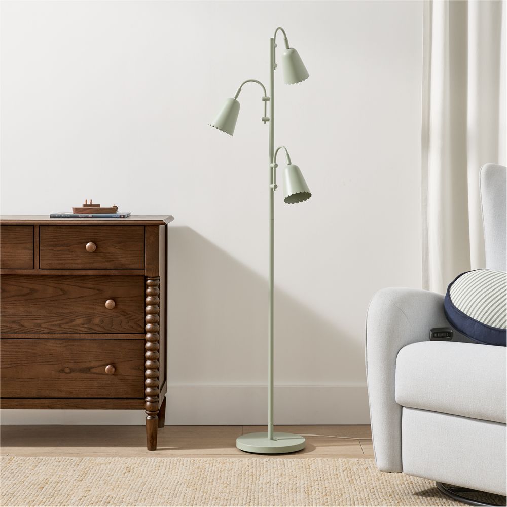 Sadie Scalloped Sage Kids Floor Lamp