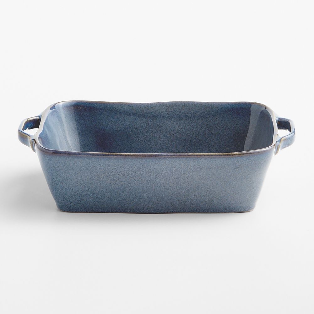 Marin 10"x7" Small Slate Blue Stoneware Baking Dish with Handles
