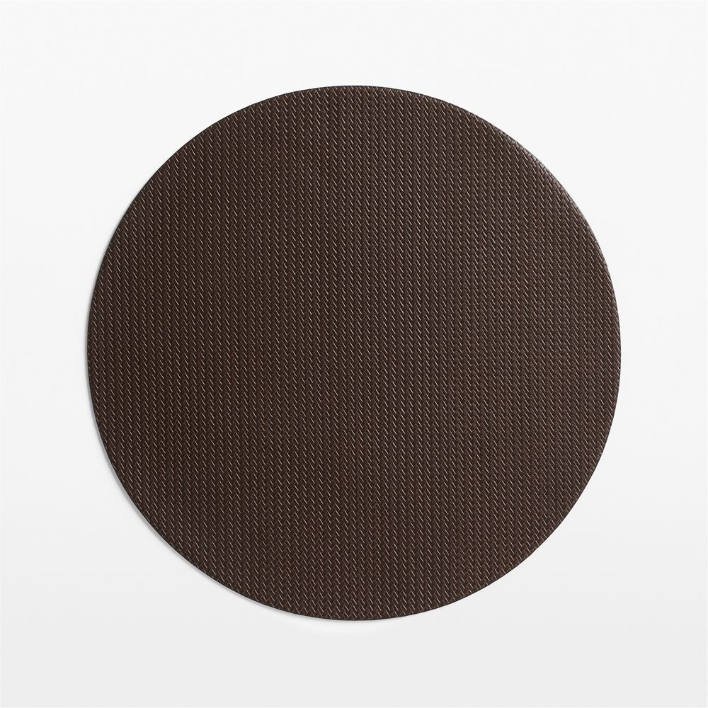 Rizzo Round Basketweave Faux Leather Easy Care Brown-Black Placemat