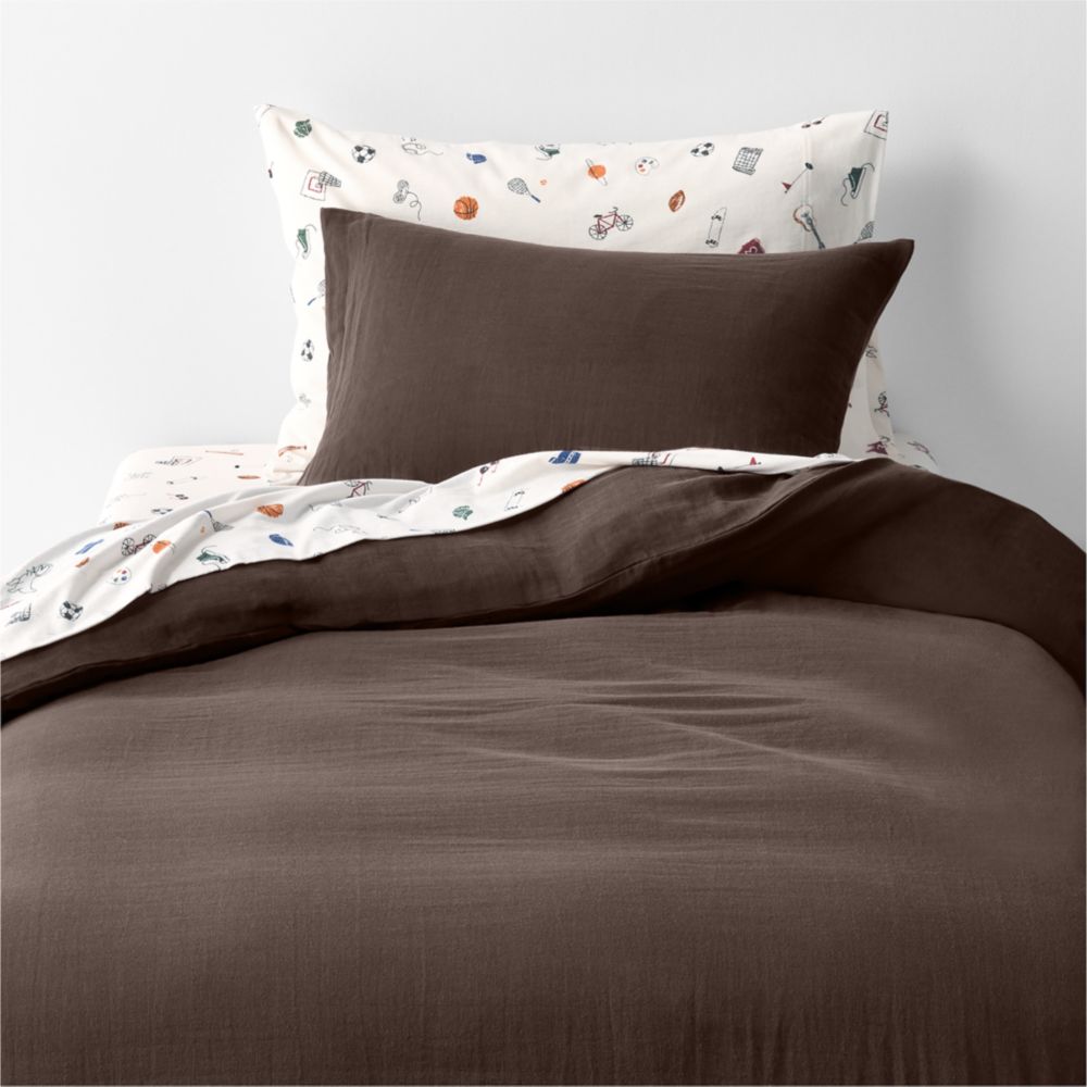 Supersoft Cacao Brown 100% Organic Cotton Gauze Kids Duvet Cover
