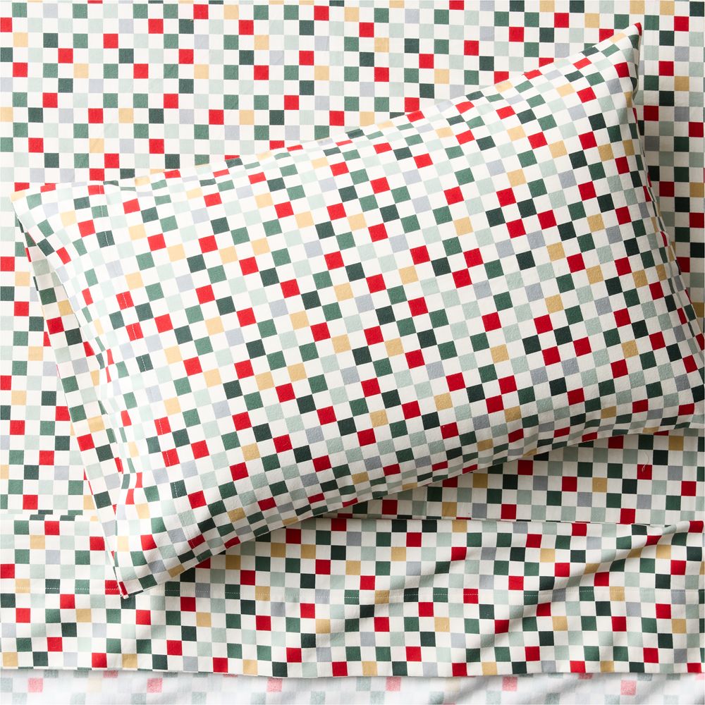 Supercozy Holiday Checkerboard 100% Organic Cotton Flannel Kids Sheet Set