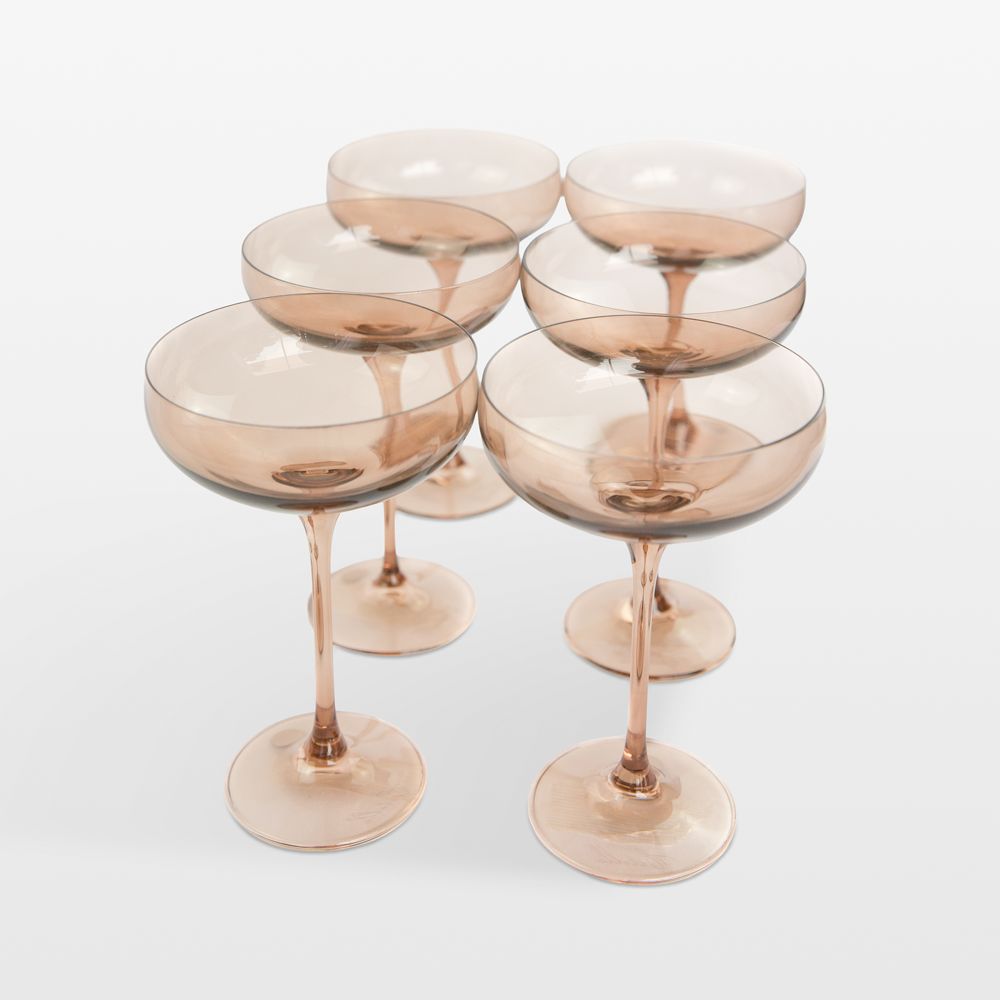 Estelle Mocha Colored Champagne Coupe Stemware, Set of 6