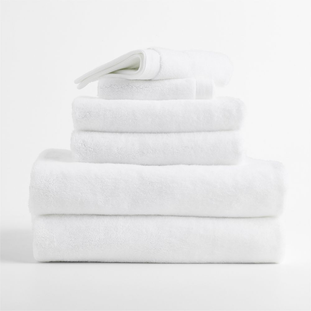 Luxe Plush Organic Turkish Cotton White Bath Towels, Set of 6