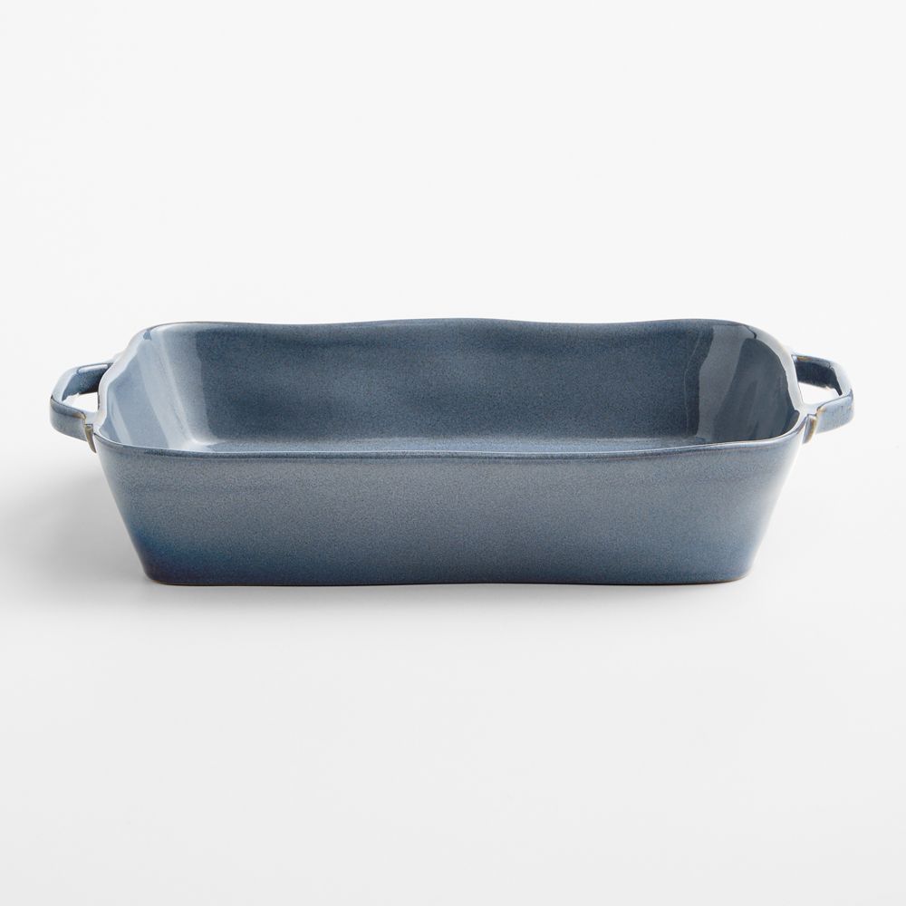 Marin 13.5"x10" Large Slate Blue Stoneware Baking Dish with Handles