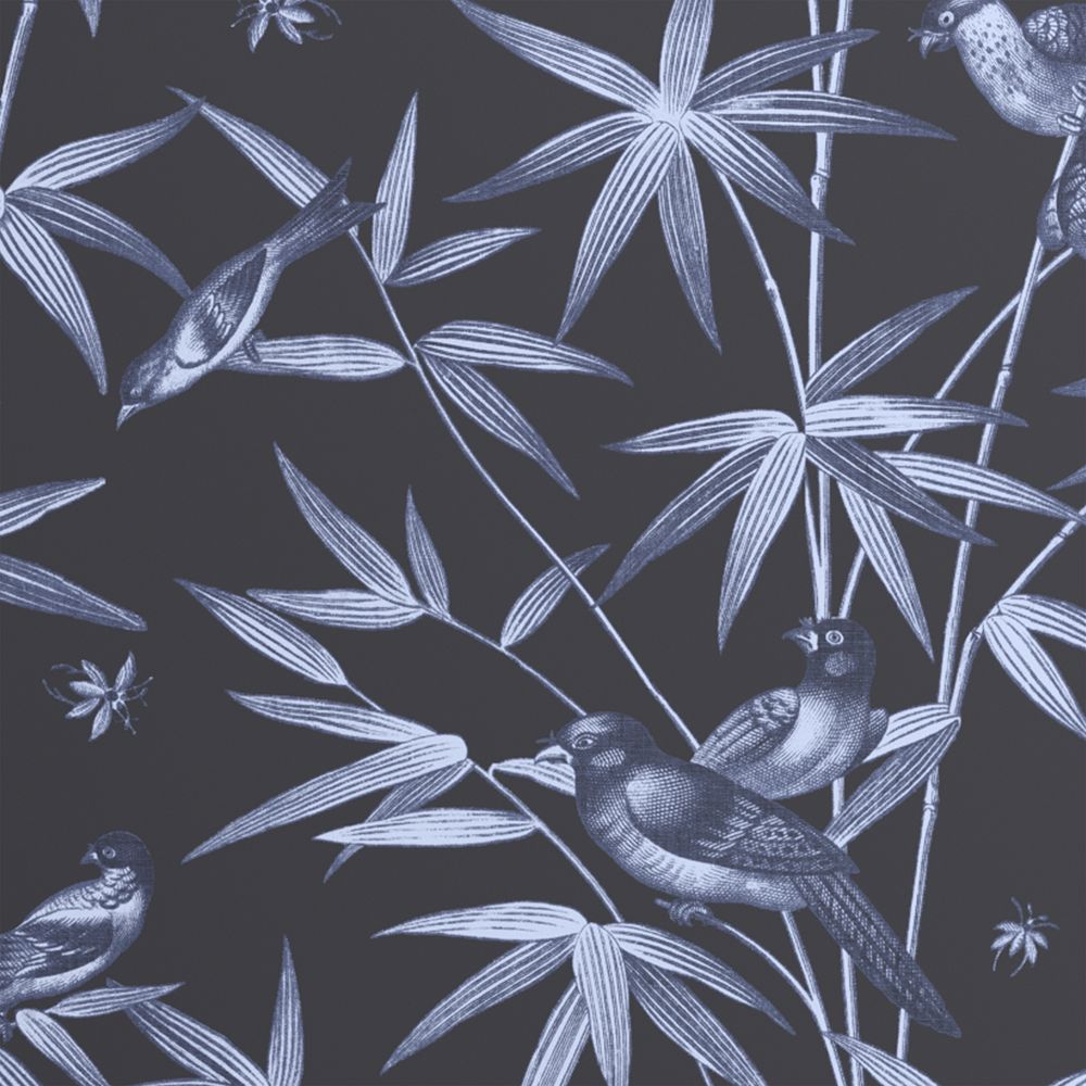 Finch Midnight Navy Botanical Wallpaper