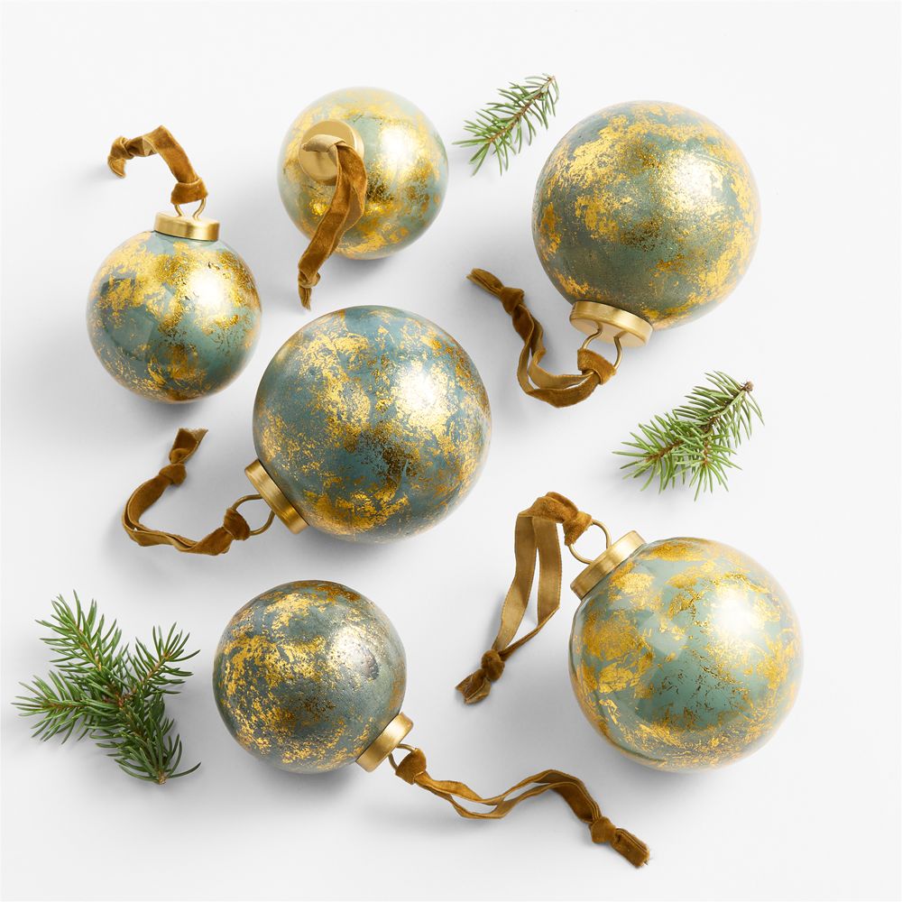 Gold Patina Christmas Tree Ornament, Boxed Set of 6