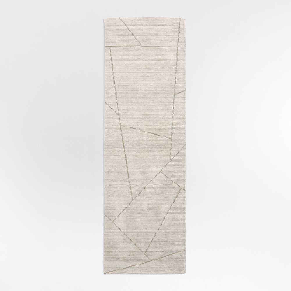 Teramo Performance Handwoven Abstract Ivory Runner Rug 2'10"x9'