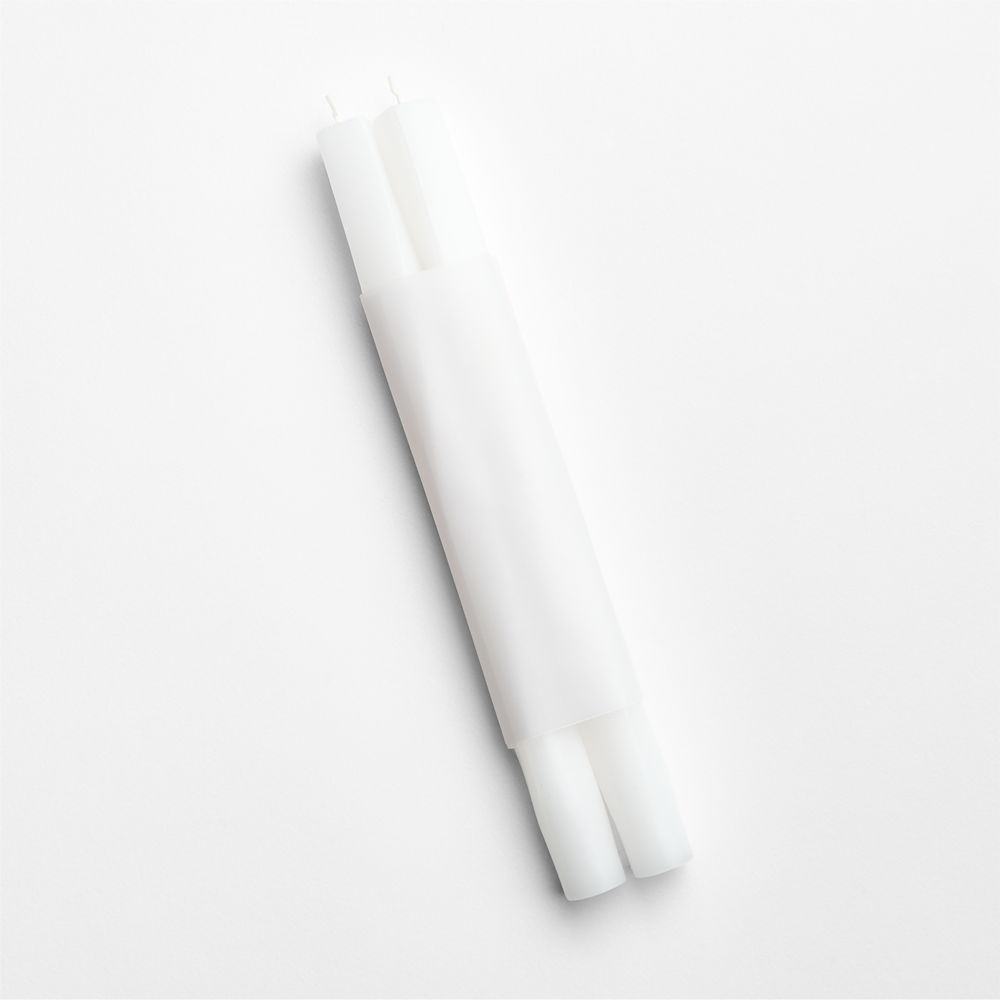 10" White Square Twisted Tapers, Set of 2