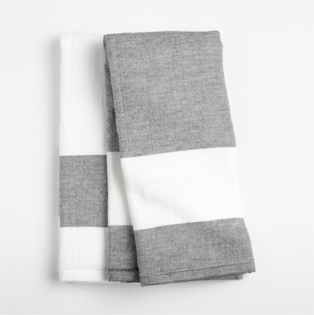 Cucina Black Organic Cotton Absorbent Terry Dish Towels, Set of 2