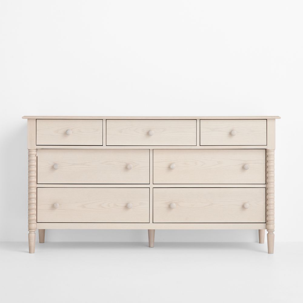 Jenny Lind 62" Washed Natural Extra Wide 7-Drawer Kids Dresser