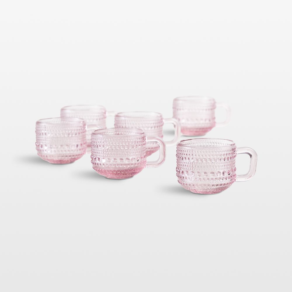 Alma 3-oz. Pink Glass Mini Espresso Mugs, Set of 6