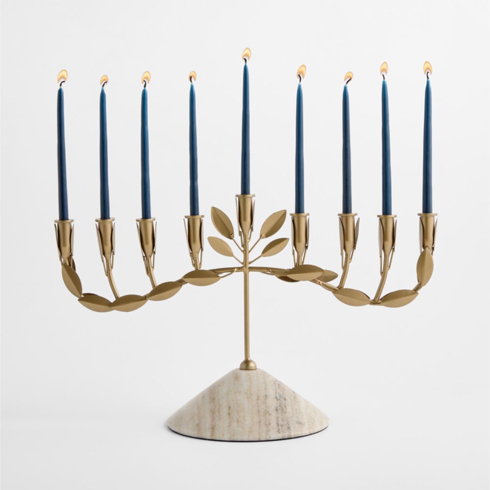 Olive Branch Brass Hanukkah Menorah