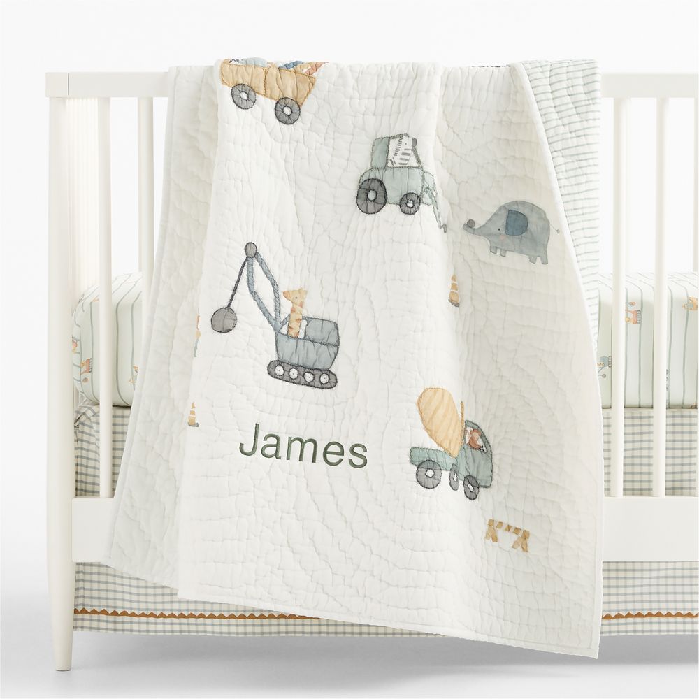 Construction Crossing 100% Organic Cotton Baby Crib Quilt
