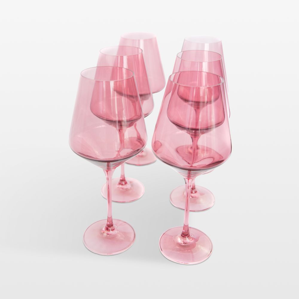 Estelle Rose Colored Wine Stemware, Set of 6