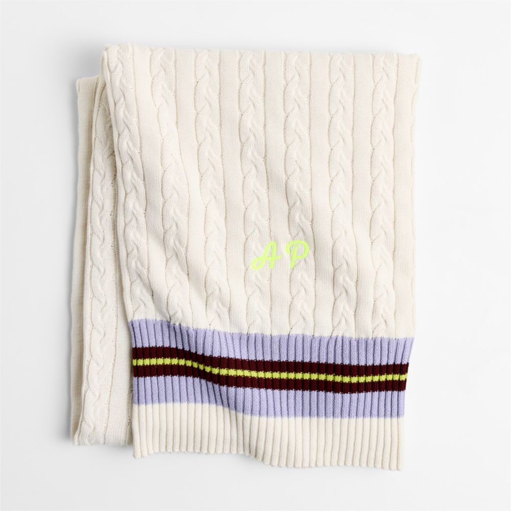 Tennis Sweater Pampas Ivory Stripe 55" x 70" Kids Throw Blanket by Venus Williams