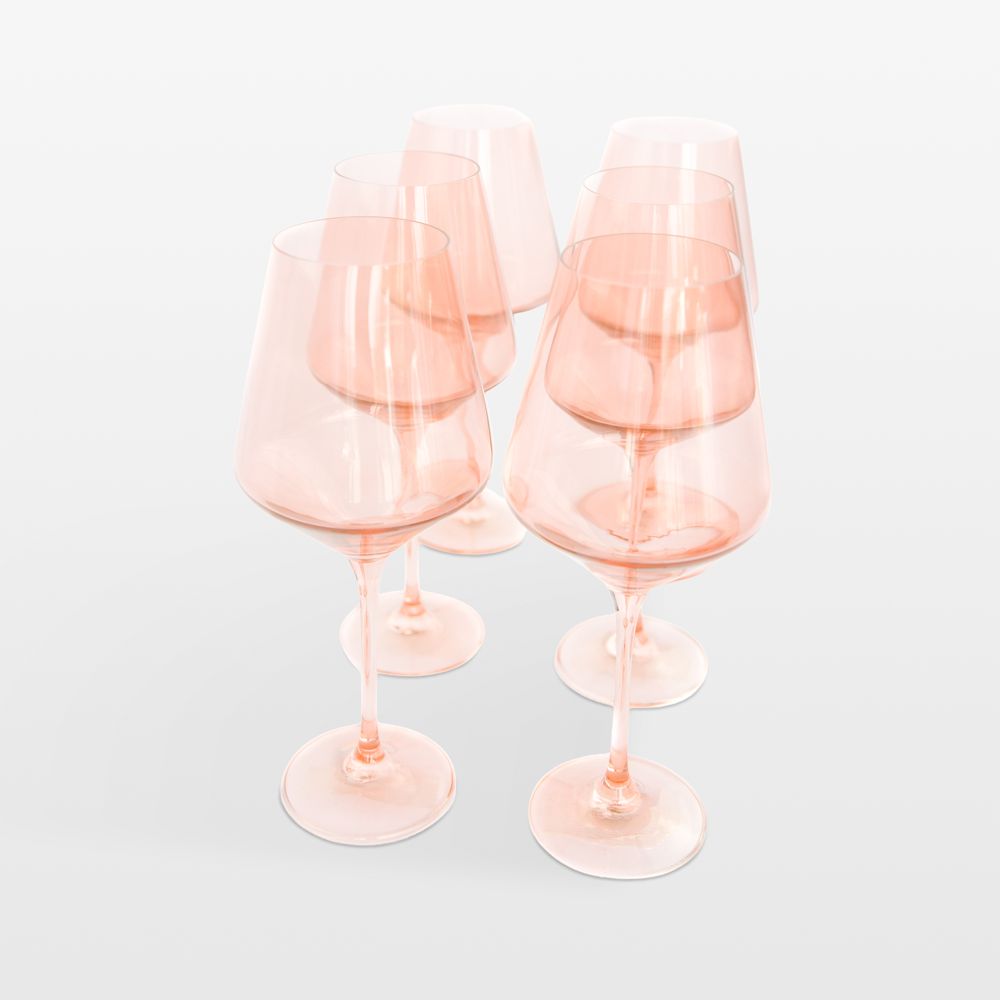 Estelle Blush Pink Colored Wine Stemware, Set of 6
