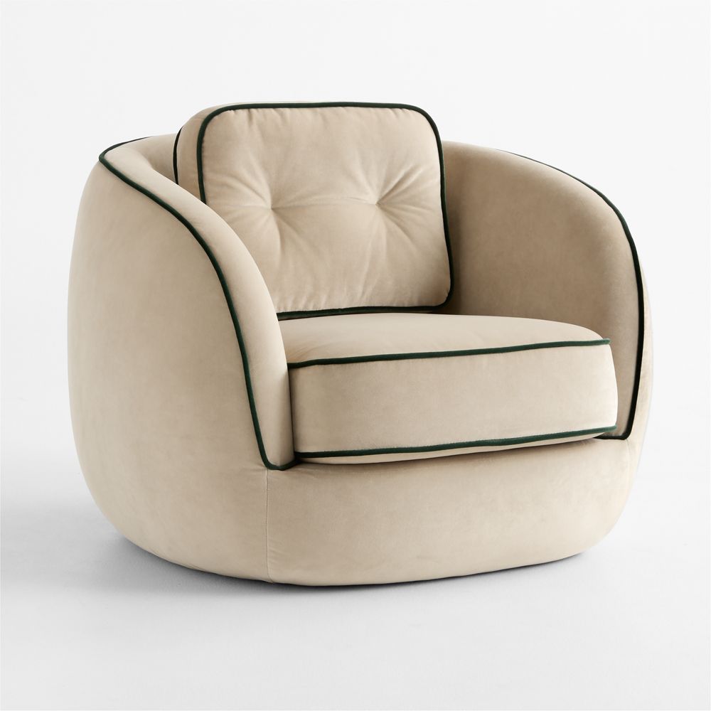 Members Only Kent Cream Velvet Kids Accent Chair by Venus Williams