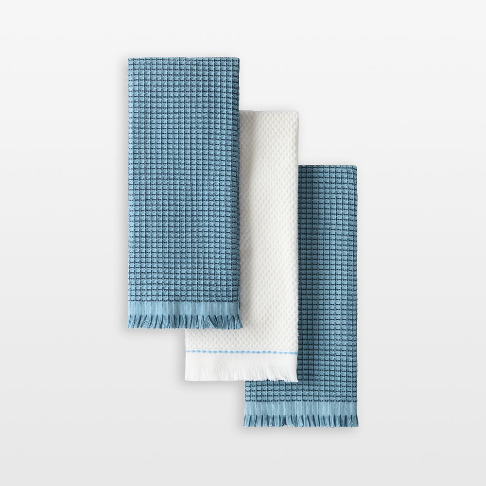 KitchenAid Gourmet Series Blue Velvet Gridlines 3-Pack Kitchen Towel Set