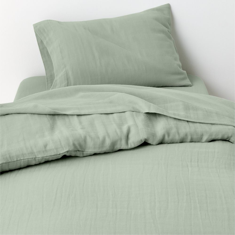 Supersoft Soft Green 100% Organic Cotton Gauze Toddler Duvet Cover