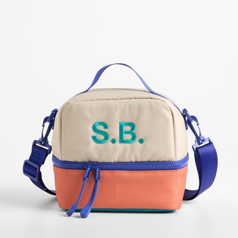 Khaki Colorblock Dual Compartment Soft Insulated Kids Lunch Box