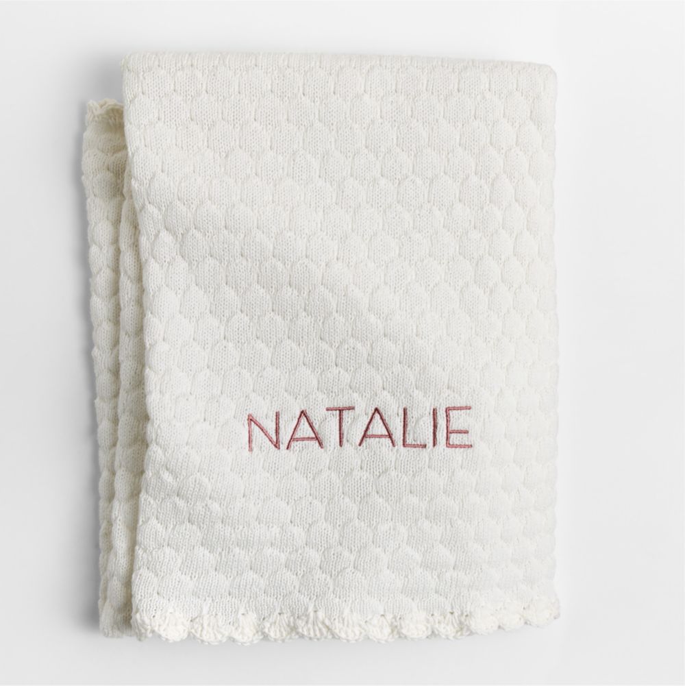 Cuddle Crochet Trim Pampas Ivory Organic Cotton Baby Stroller Blanket