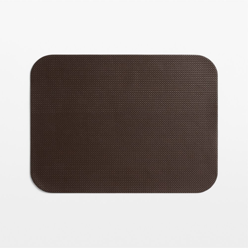 Rizzo Rectangle Basketweave Faux Leather Easy Care Brown-Black Placemat