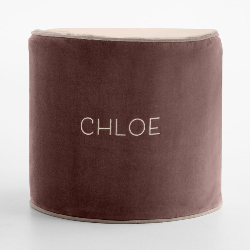 Harriet Rosy Mauve Velvet Round Kids Pouf