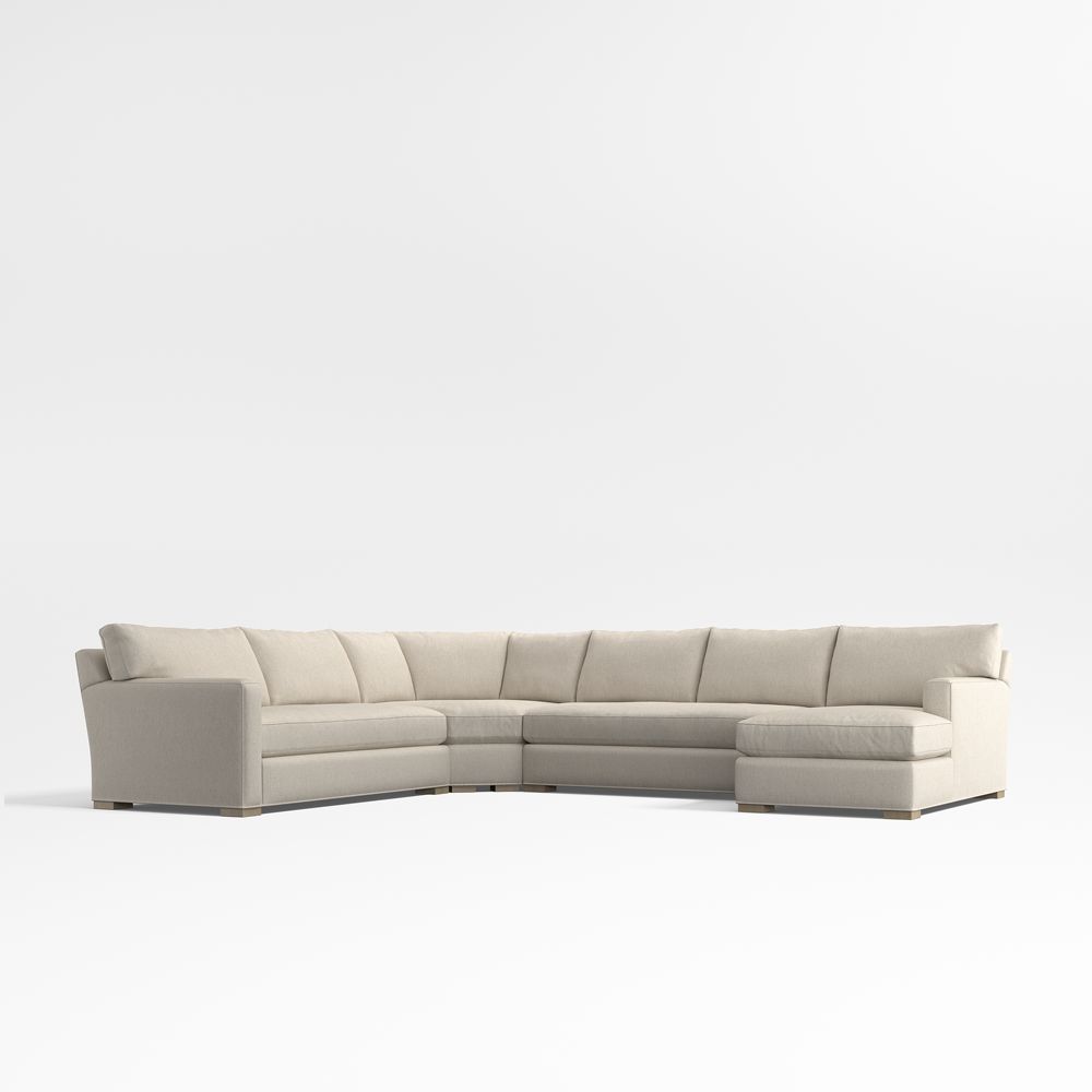 Axis 4-Piece L-Shaped Wedge Bench Sectional Sofa with Chaise Lounge