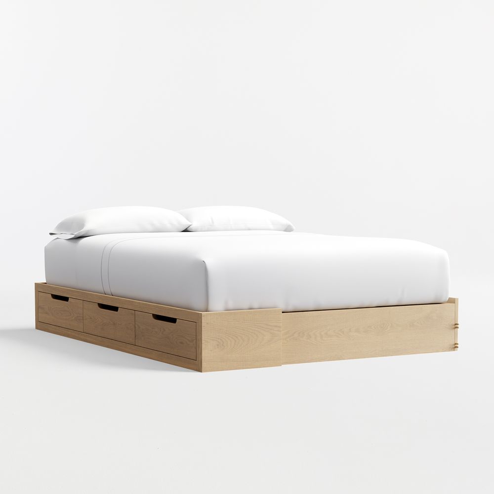 Bridgeman Natural Oak Wood Full Kids Storage Trundle Bed