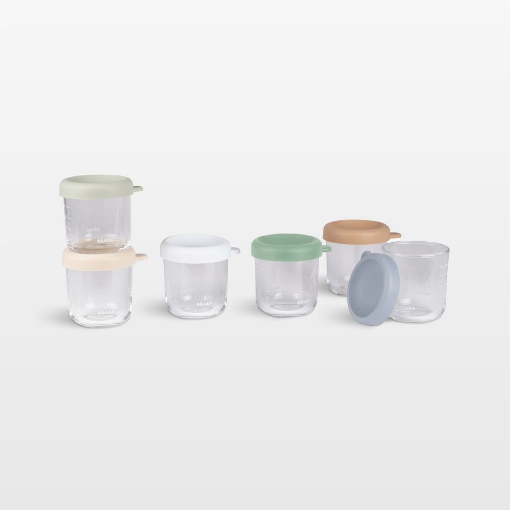BEABA 8oz Natural Mix Glass Baby Food Jars, Set of 6