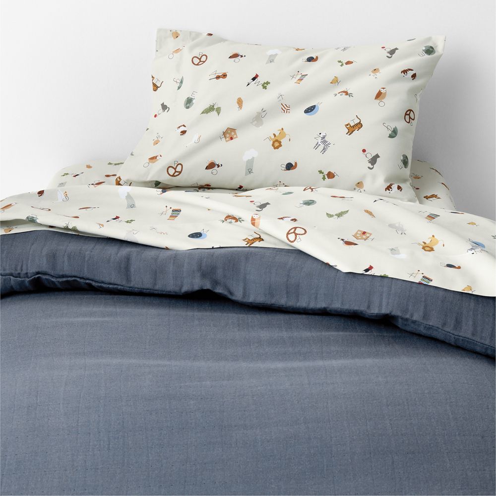 Supersoft Coy Blue 100% Organic Cotton Gauze Toddler Duvet Cover