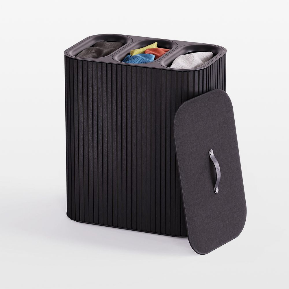 Joseph Joseph Tota Luxe 90L Bamboo Trio Laundry Basket- Carbon Black