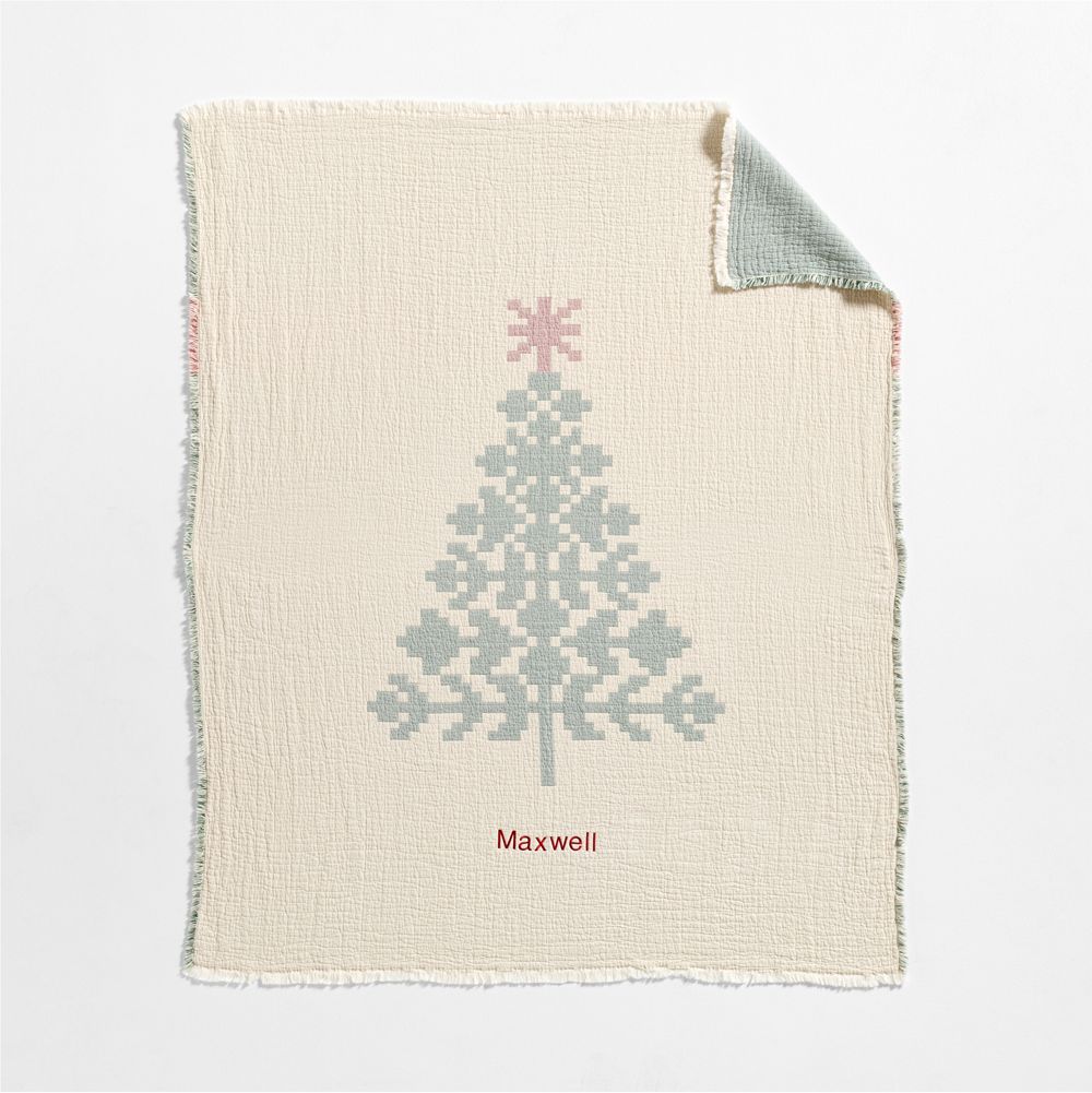 Supersoft Matelasse Evergreen Tree Reversible Organic Cotton Kids Blanket