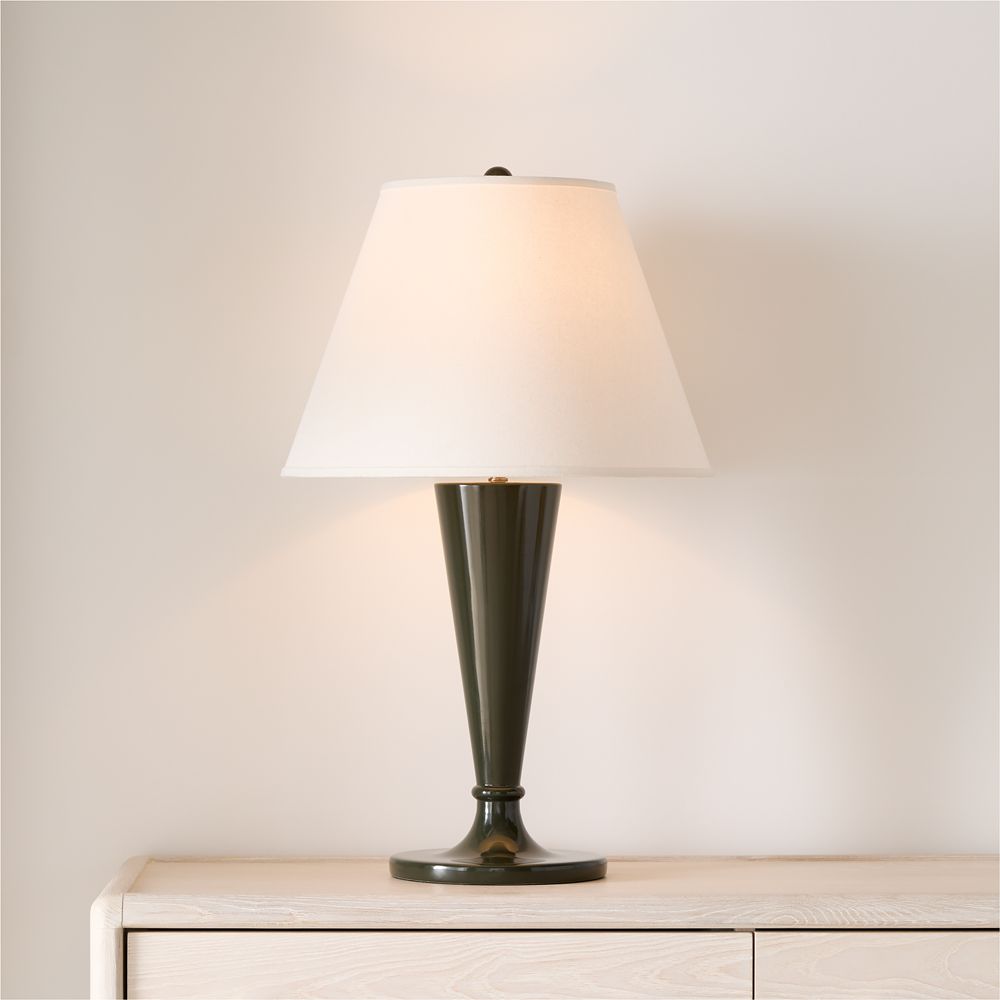 Haddon Dark Green Metal Table Lamp with Fabric Shade 27"