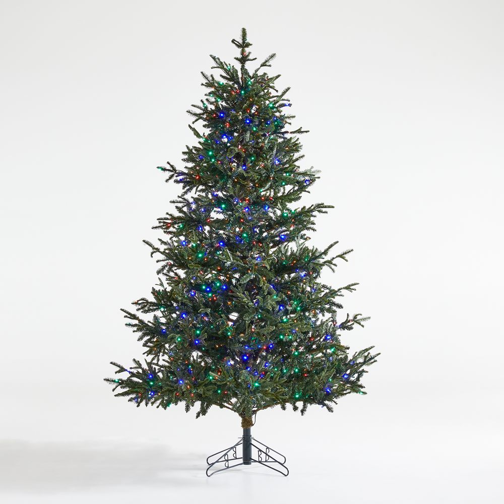 Faux Noble Fir Pre-Lit LED Christmas Trees with Multi-Color Lights