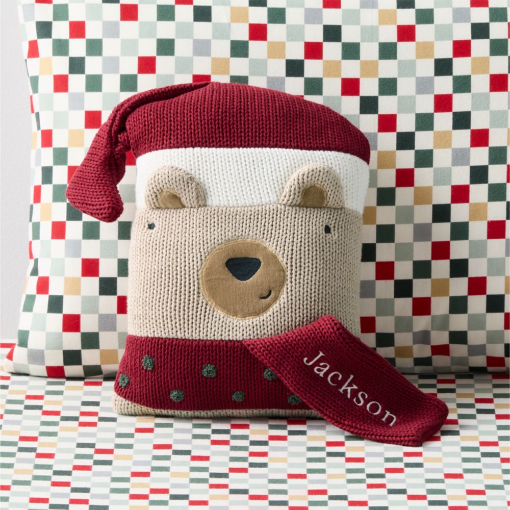 Holiday Bear Kids Christmas Throw Pillow