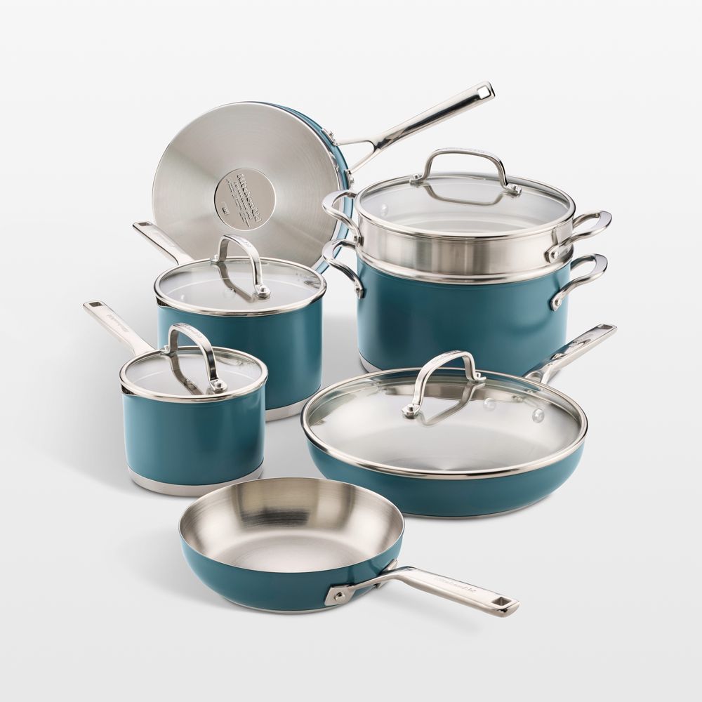 KitchenAid Agave 3-Ply Stainless Steel 11-Piece Cookware Set