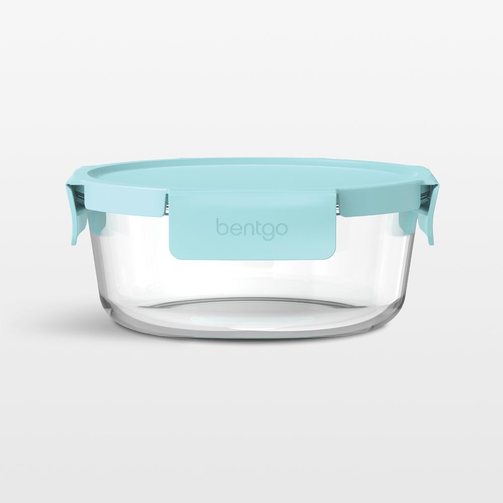 Bentgo Soft Aqua 32.8-oz Leak-Proof Round Glass Food Storage Container with Plastic Lid