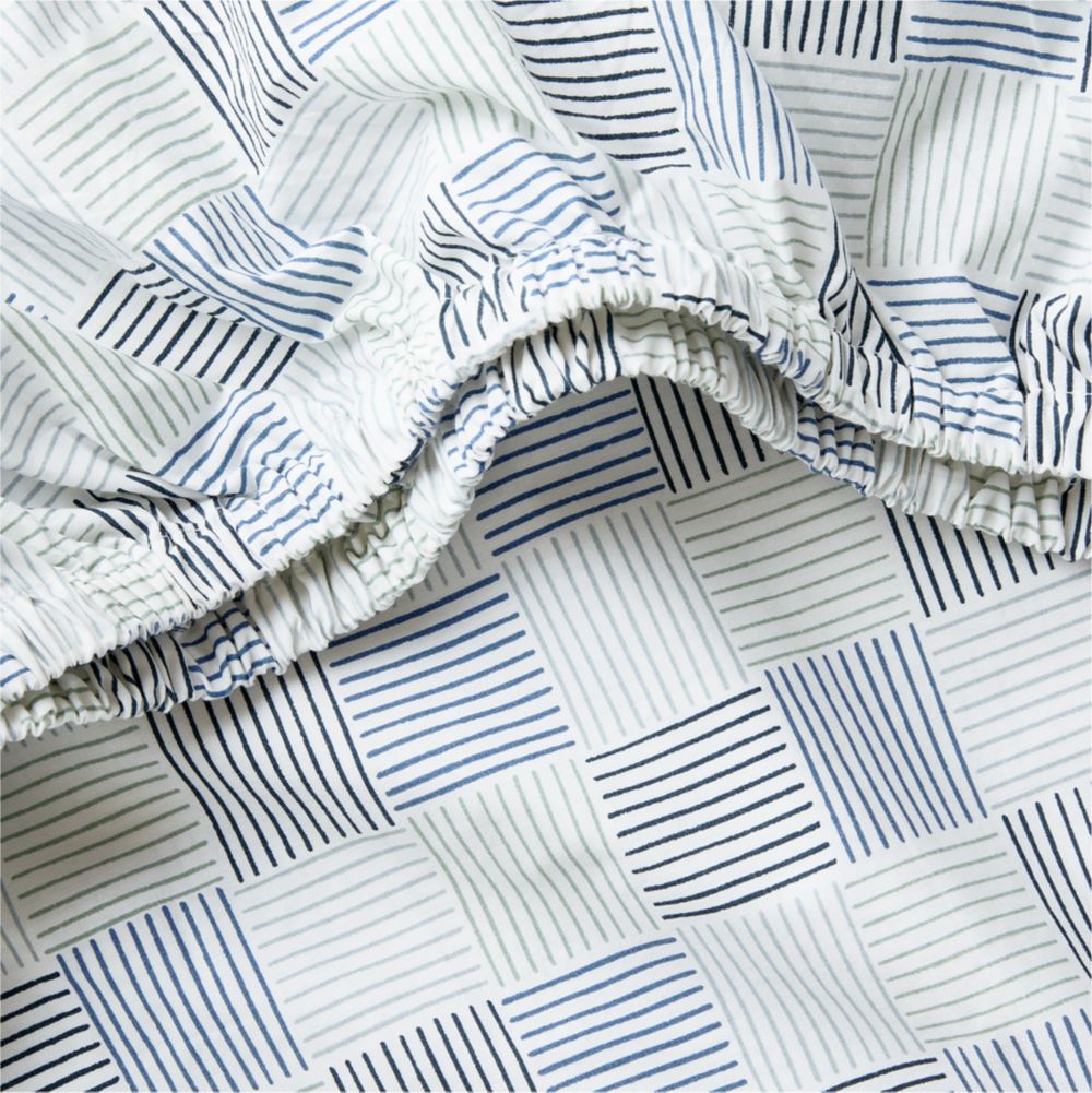 Caden Checker Blue 100% Organic Cotton Baby Crib Fitted Sheet