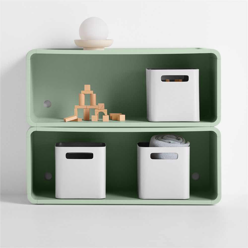 Scout Set of 2 Sage Green Wood Kids Stackable Bookshelf