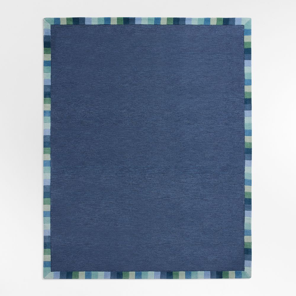 Checker Border Blue Kids Area Rug 8'x10'