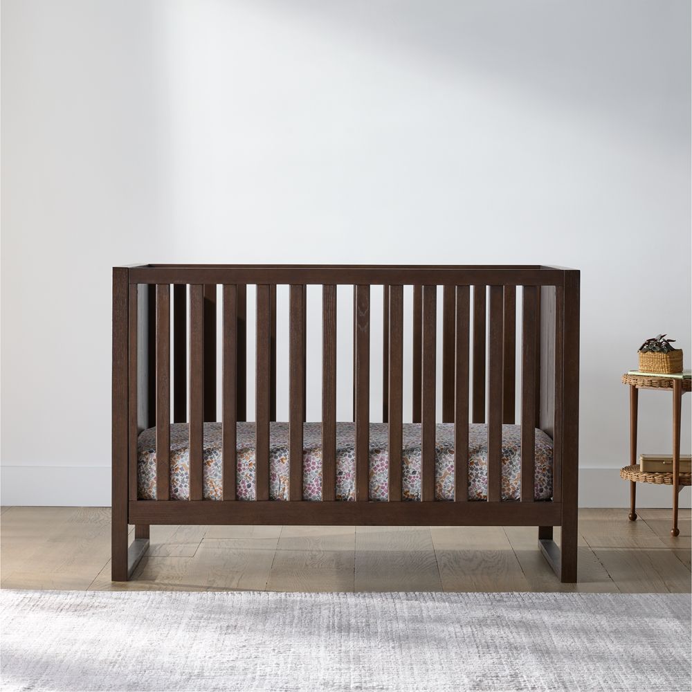 Gemini Crib Deep Brown Ash Wood Convertible Crib