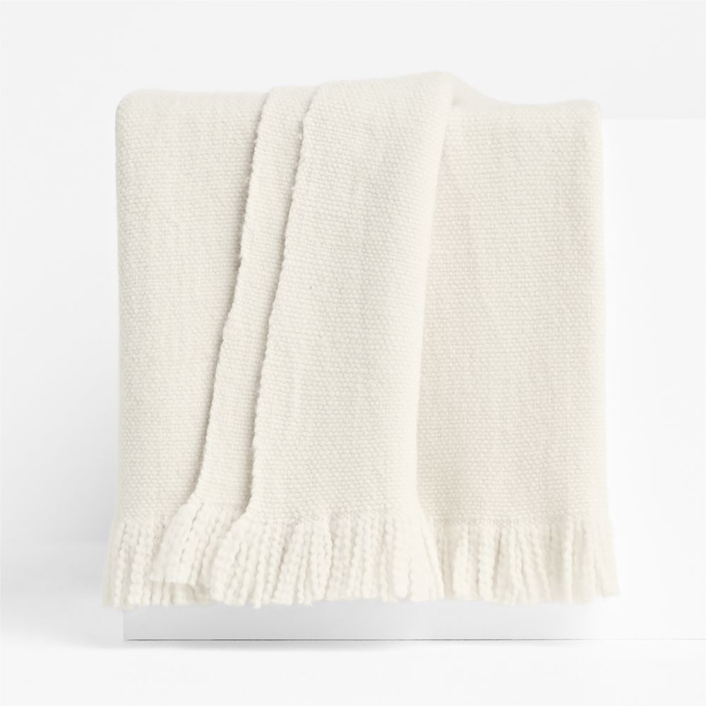 Heirloom 70"x55" Merino Wool Arctic Ivory Throw Blanket