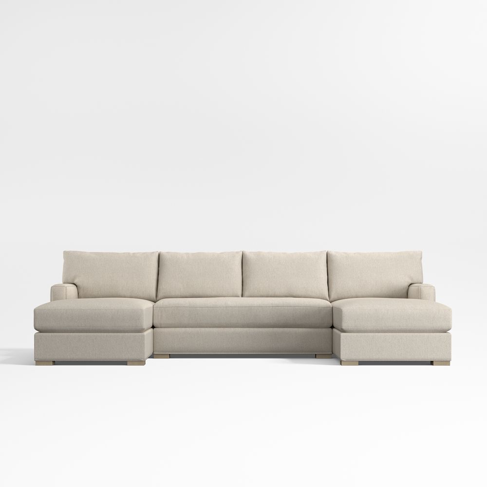 Axis Classic 3-Piece U-Shaped Bench Sectional Sofa with Double Chaise Lounge