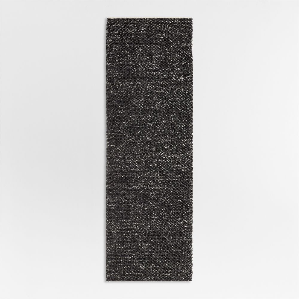 Orly Wool Blend Handwoven Black Runner Rug 2'10"x9'