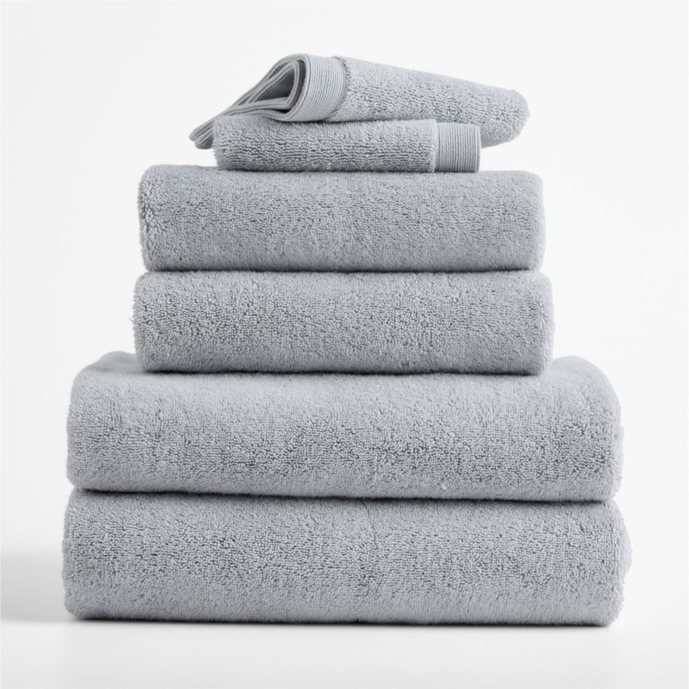 Luxe Plush Organic Turkish Cotton Grey Bath Towels, Set of 6
