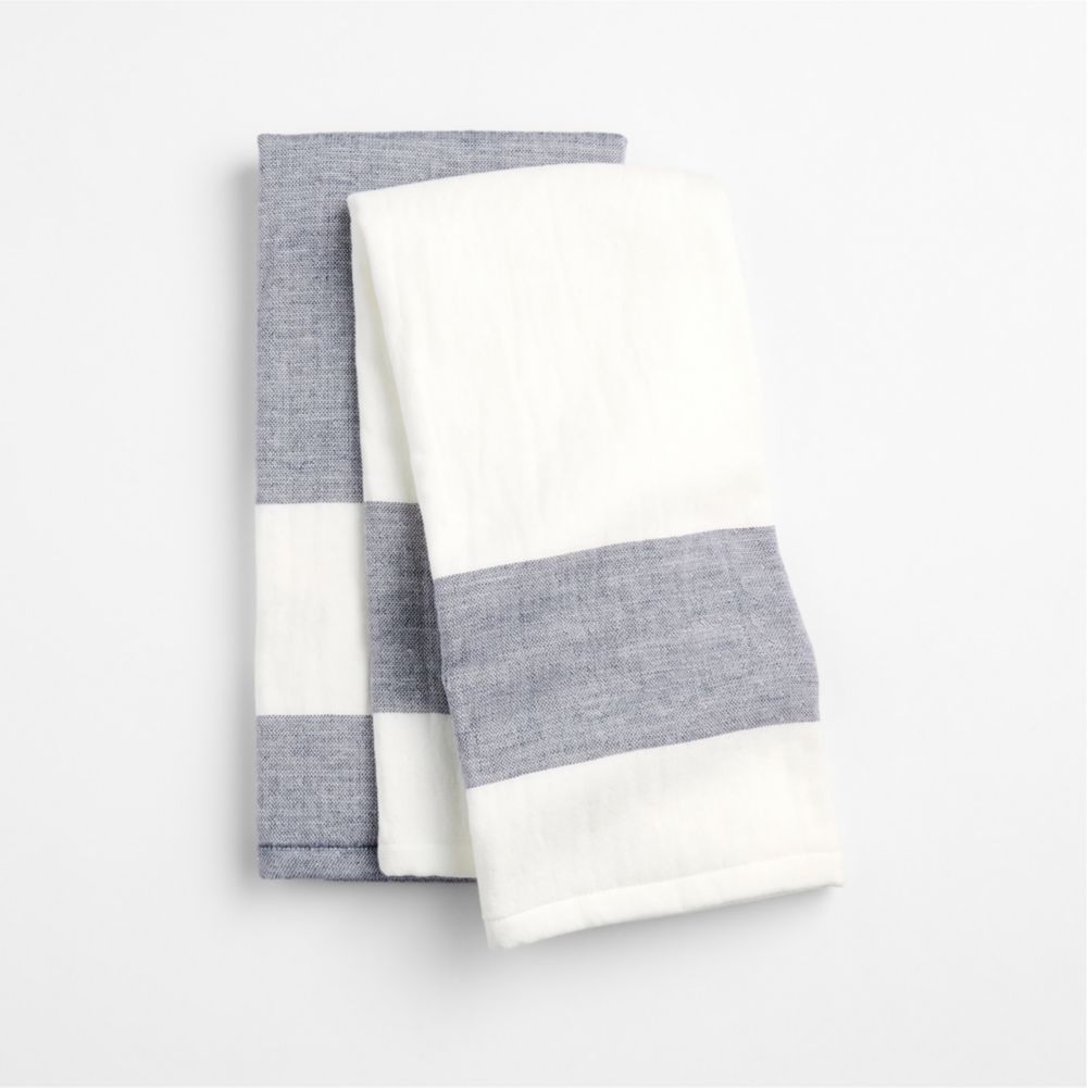 Cucina Indigo Organic Cotton Absorbent Terry Dish Towels, Set of 2