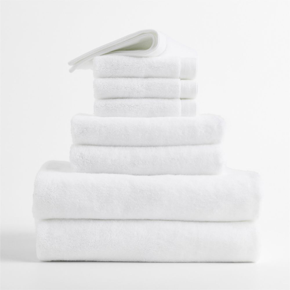Luxe Plush Organic Turkish Cotton White Bath Towels, Set of 8